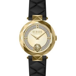 Versace Versus Gold Crystal Watch w/ black strap